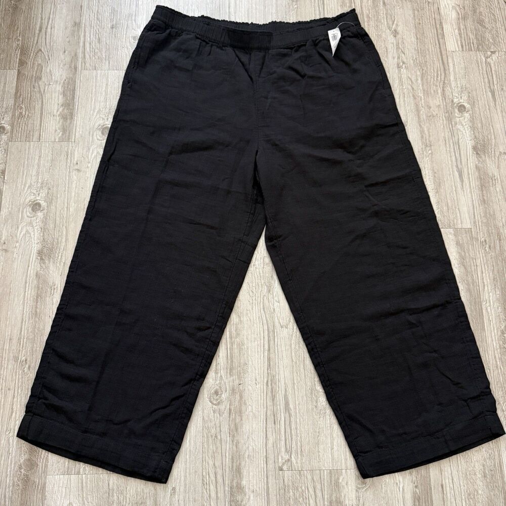 Old Navy Black Wide Leg Crop Gauze Pants XXL Tall High Rise Comfort Minimal